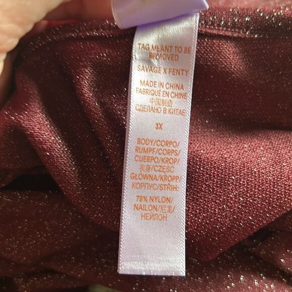 NEW Savage X Fenty purple burgundy sparkle keyhole tie front crop top, 3X - Picture 10 of 10